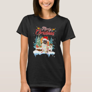 T-shirt Père Noël drôle Chien Pug Joyeux Noël Hommes Femme