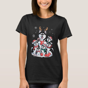 T-shirt Père Noël drôle Chiens Husky Sibérien Noël Xmas po