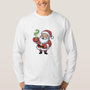 T-shirt Père Noël drôle de Noël tenant un boisson Matcha
