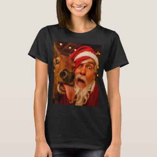 T-shirt Père Noël drôle selfie Renne Hommes Femmes Enfants