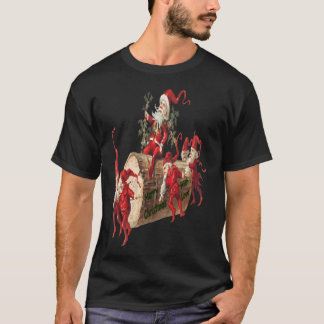 T-shirt Père Noël Elves Glissant Sur Un Journal - Collecti