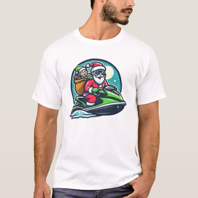 T-shirt Père Noël en jet ski (Devant)