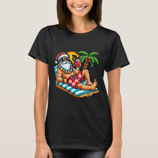 T-shirt Père Noël en maillot de bain Fête de Noël d'été su