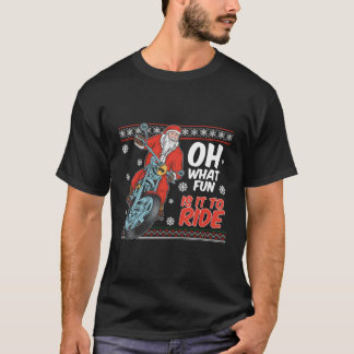 T-shirt Père Noël En Moto Pour Noël