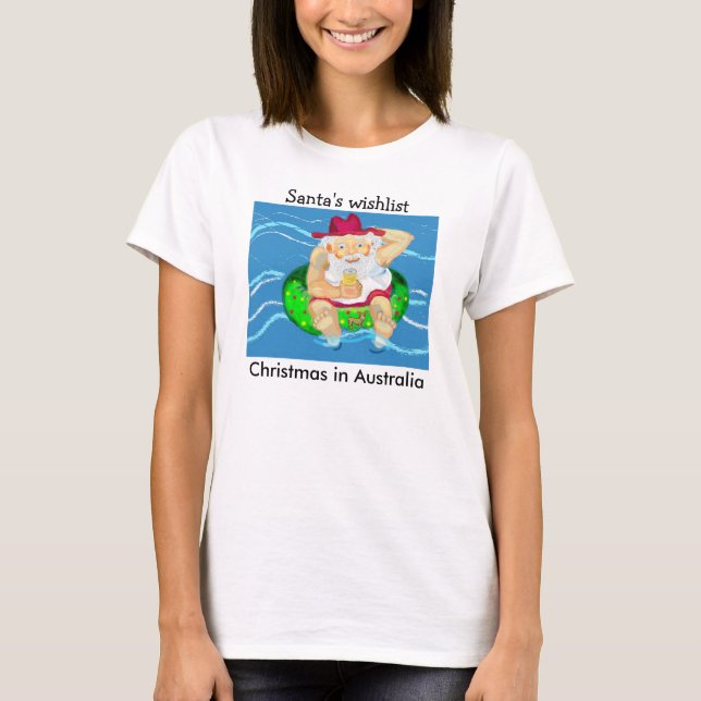 T-shirt Père Noël en vacances - bière, baignade et détente (Devant)
