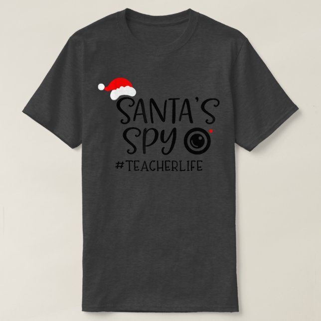 T-shirt Père Noël Enseignant Favori Père Noël Spy Enseigna (Design devant)