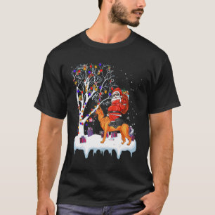 T-shirt Père Noël équitation Allemand Berger Chien Lumière