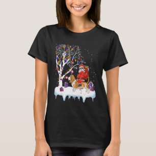 T-shirt Père Noël équitation Basset Hound Dog Tree Lights