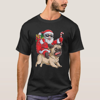 T-shirt Père Noël équitation Carlin Noël Carlin Lover Joye