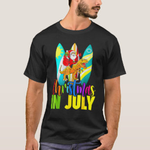 T-shirt Père Noël équitation Dinosaur Noël Juillet été Sur