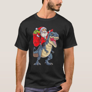 T-shirt Père Noël équitation Dinosaur Rex Noël Garçons Hom