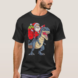 T-shirt Père Noël équitation Dinosaur Rex Noël Garçons Hom