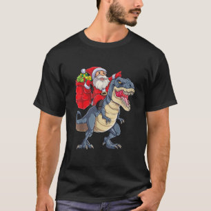 T-shirt père Noël équitation Dinosaur T rex Cadeaux de