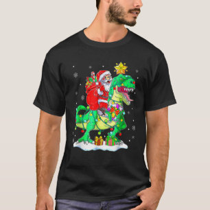 T-shirt Père Noël équitation Dinosaur T Rex Christmas Boys