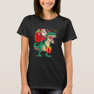 T-shirt Père Noël équitation Dinosaur T rex Funny Christma