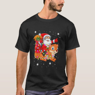 T-shirt Père Noël équitation écureuil Noël Lumière Drôle N