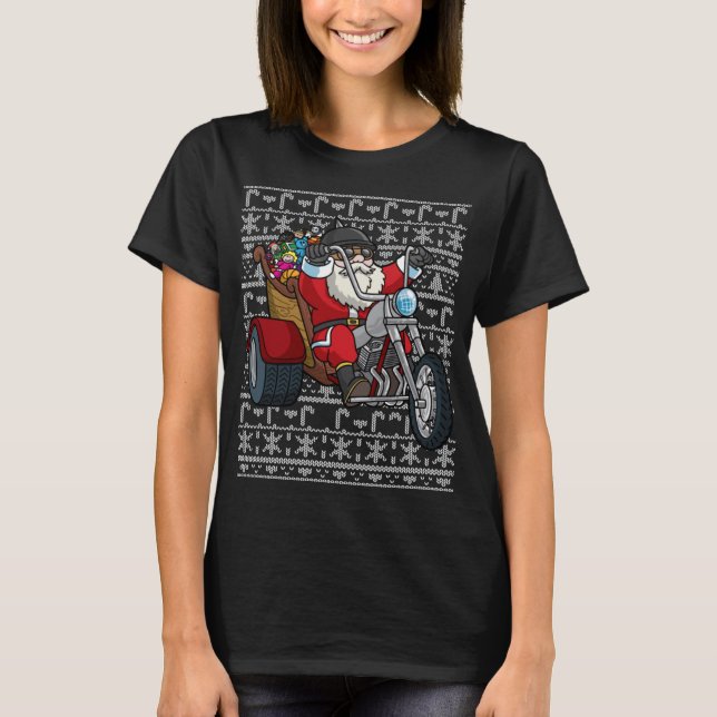 T-shirt Père Noël équitation moto moto moto de Noël moche  (Devant)