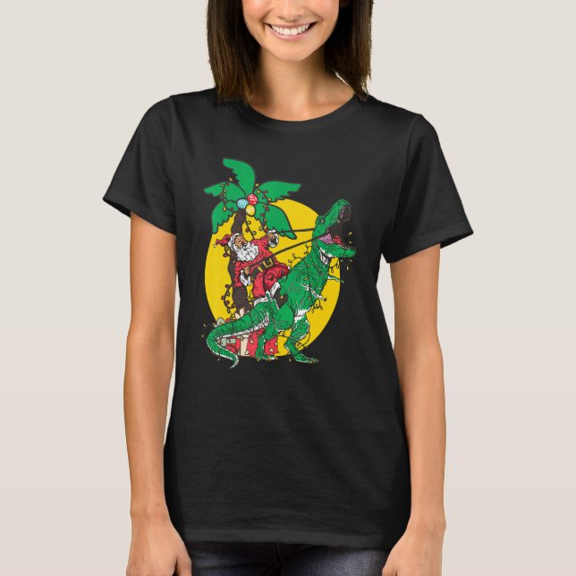 T-shirt Père Noël équitation Noël Dino Trex Arbre Rex Xm (Devant)