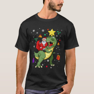 T-shirt Père Noël équitation Trex Dinosaur Drôle Drôle cad