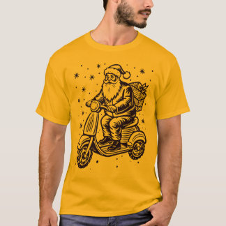 T-shirt Père Noël équitation Un Scooter avec conception de