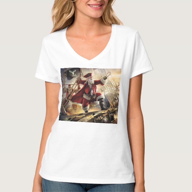 T-shirt Père Noël Est Un Pirate (Devant)