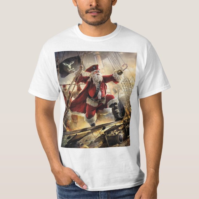 T-shirt Père Noël Est Un Pirate (Devant)