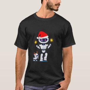 T-shirt Père Noël Et Deer Robots Drôle Geeky Joyeux Noël