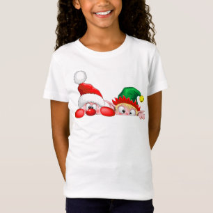 T-Shirt Père Noël et Elf Cute et drôle Caractères Pékin