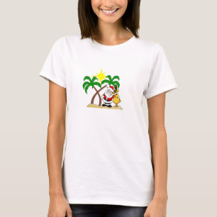 T-shirt Père Noël et renne sur la plage
