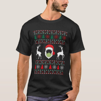 T-shirt Père Noël Face Mask Reindeer Ugly 2020 Sweater Par
