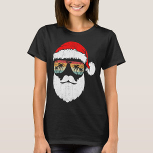 T-shirt Père Noël Face Retro Sungles Hawaii Noël Noël Noël