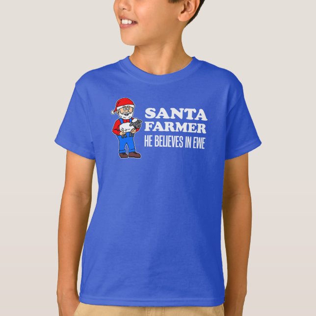 T-shirt Père Noël Farmer Croit En Un Pun À Ewe (Devant)