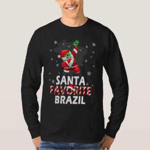 T-shirt Père Noël Favori Brésil Drapeau Casquette Dabbing 