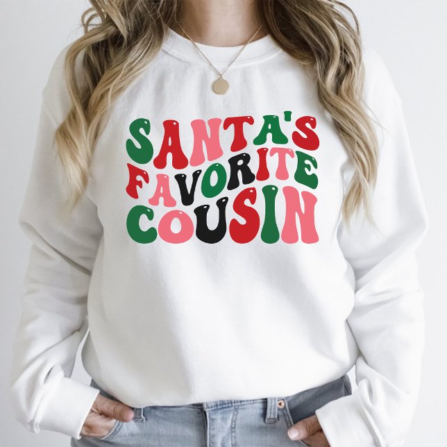 T-shirt Père Noël Favori Cousin Noël Super blanc (Santa's Favorite Cousin Christmas Groovy white T-Shirt)
