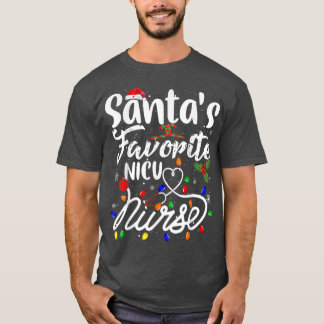 T-shirt Père Noël Favori Nurse Xmas Light Santa Hat Joyeux