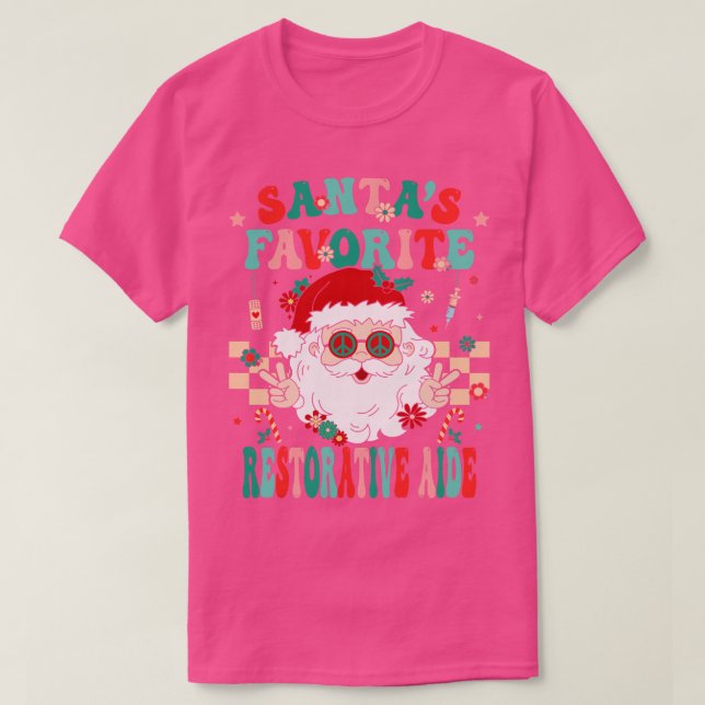 T-shirt Père Noël Favori Restorative Aide Rétro Infirmière (Design devant)