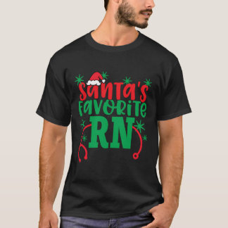 T-shirt Père Noël Favori Rn Cute Noël Nurs enregistrés