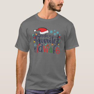 T-shirt père Noël Favori sage-femme Joyeux sage-femme de