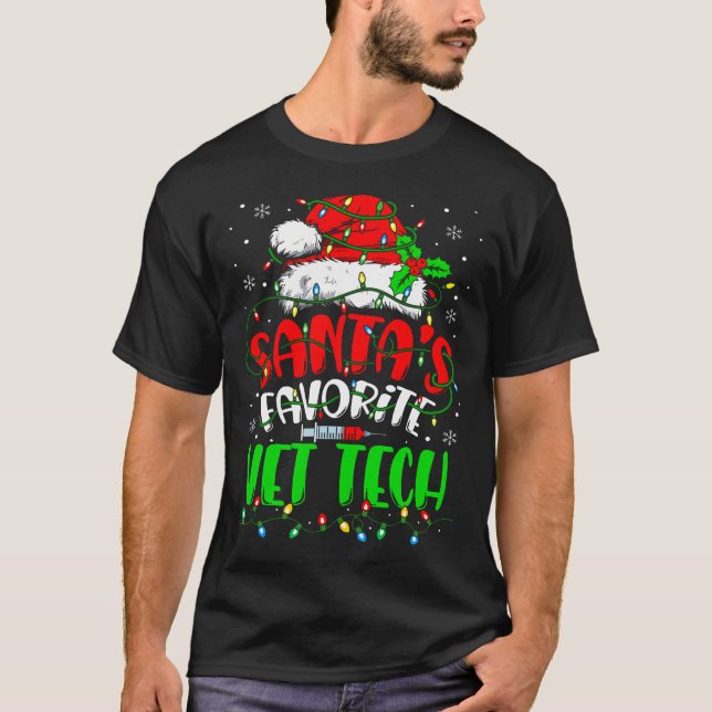T-shirt Père Noël Favorite Vet Tech Noël vétérinaire Techn (Devant)