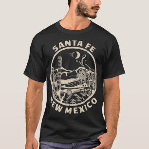 T-shirt Père Noël Fe Nouveau Mexique Linocut Distresse Dés