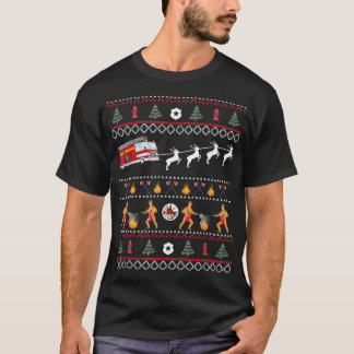 T-shirt Père Noël Fire Truck Funny Firefighter Gros Noël