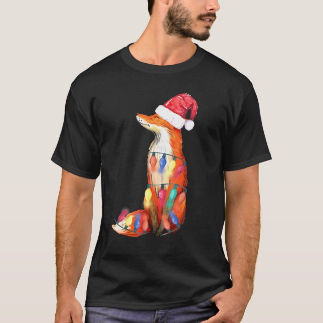 T-shirt Père Noël Fox Christmas Lights Fox Christmas (Devant)