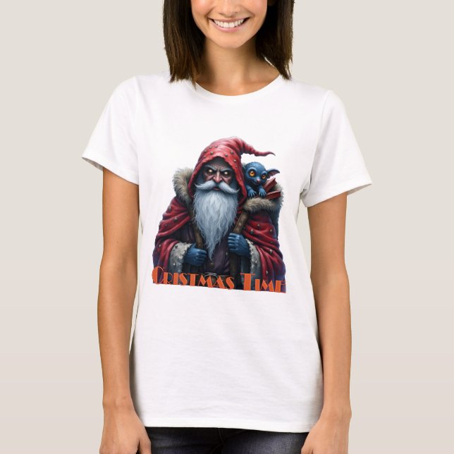 T-shirt Père Noël Frostbite et son elfe de malice. (Devant)