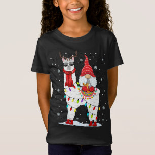 T-Shirt Père Noël Gnomes Riding Llama Reindeer Noël Lumièr