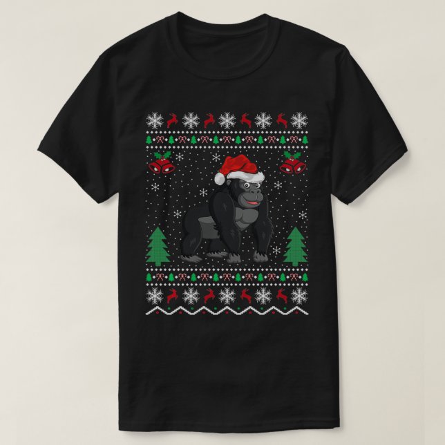 T-shirt Père Noël Gorilla Amoureux des animaux Xmas cadeau (Design devant)
