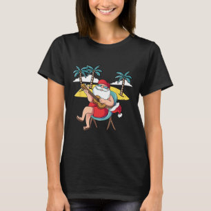 T-shirt Père Noël hawaïen Guitare hawaïenne Noël en J