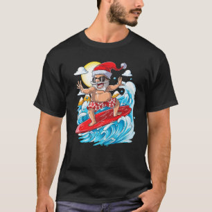 T-shirt Père Noël Hawaiian Surfing T Shirt Christmas Summe