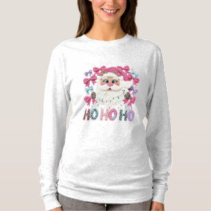 T-shirt Père Noël Ho Ho Ho pour femmes – Fausse broderie d