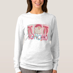T-shirt Père Noël Ho Ho Ho pour femmes – Fausse broderie d