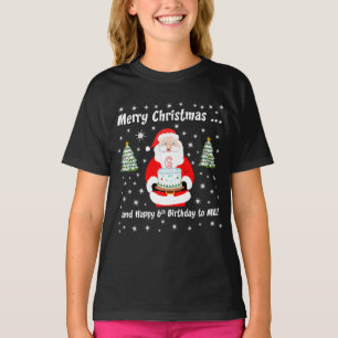 T-shirt Père Noël Holding Birthday Cake Joyeux Noël 6